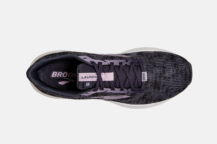 Brooks Running Shoes - Launch 8 Road Womens - Black/Purple - OHP-321649